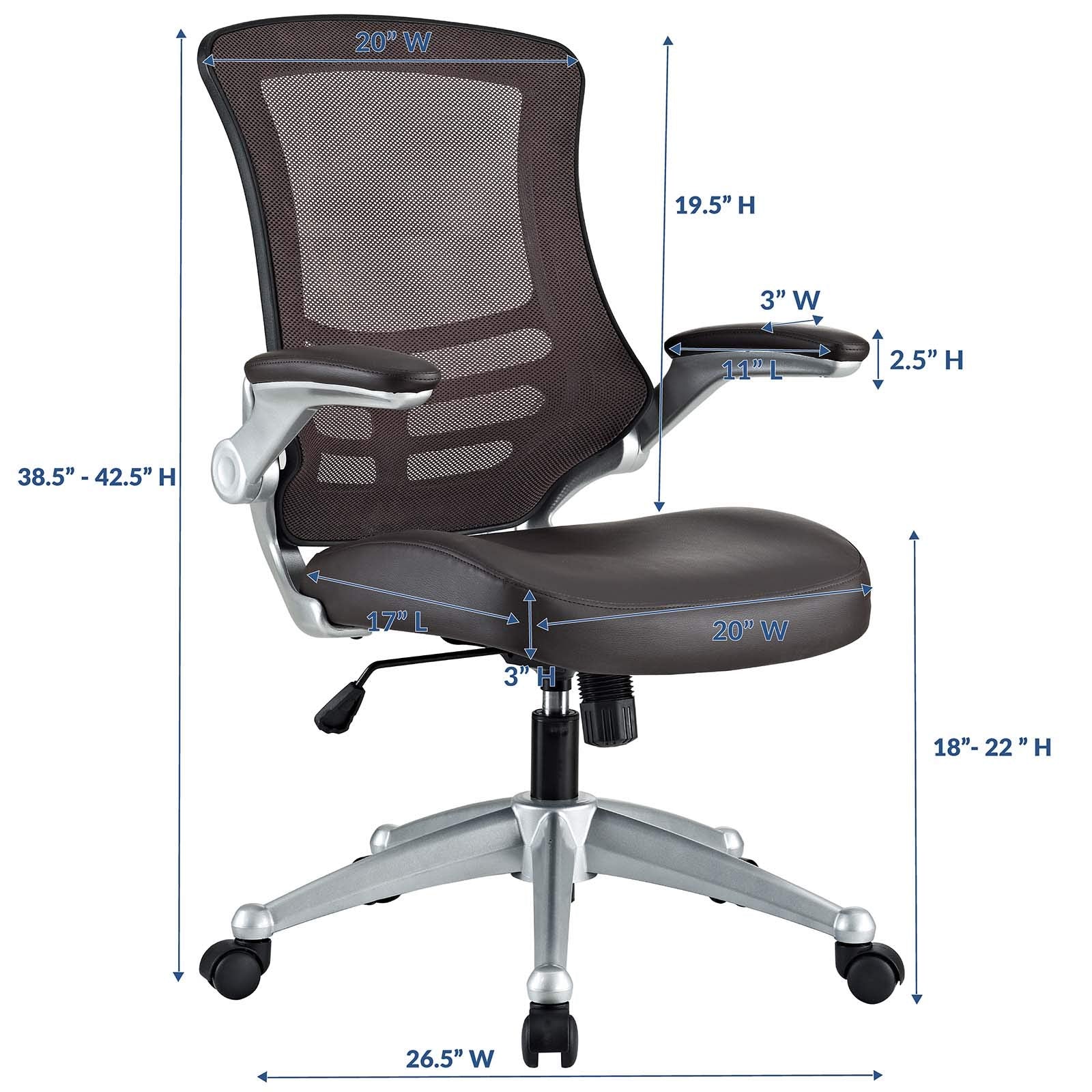 Modway Attainment Mesh Back and Vinyl Seat Modern Office Chair in Brown
