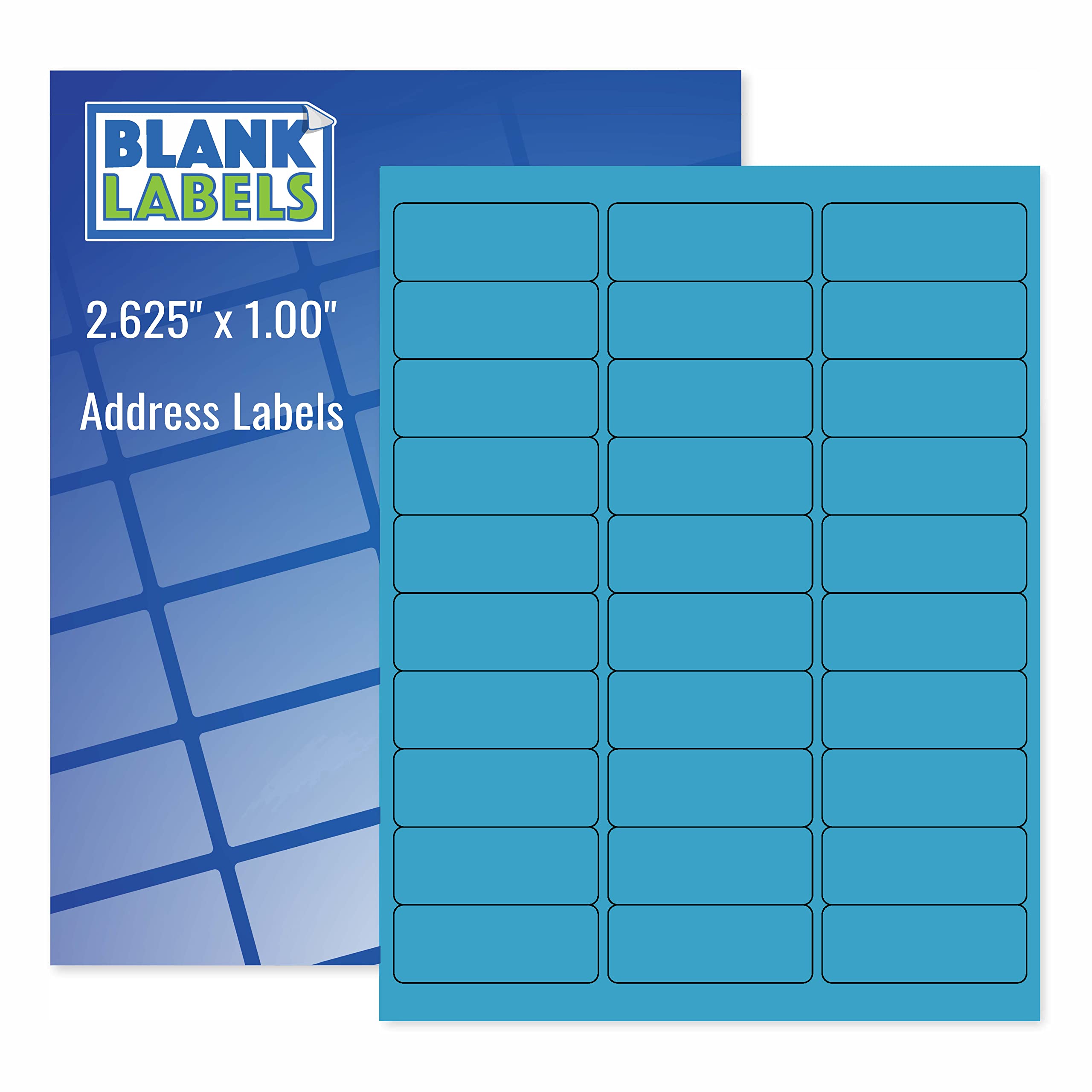Blanks Labels Fluorescent Blue Fba & Mailing Labels From Blank Labels - 2-5/8' X 1' (2.625 X 1) - 30 Labels Per Sheet