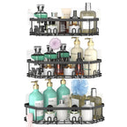 Steugo Corner Shower Caddy, Shower Organizer Corner Shower Shelf With 12 Hooks,3-Pack Adhesive Stainless Steel Shower Shelves Fo