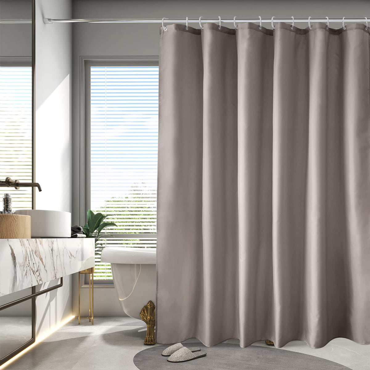 AooHome Extra Long Shower Curtain 72x78 Inch, Fabric Shower Curtain Liner for Hotel with Hooks, Weigthed Hem, Water Repellent, C
