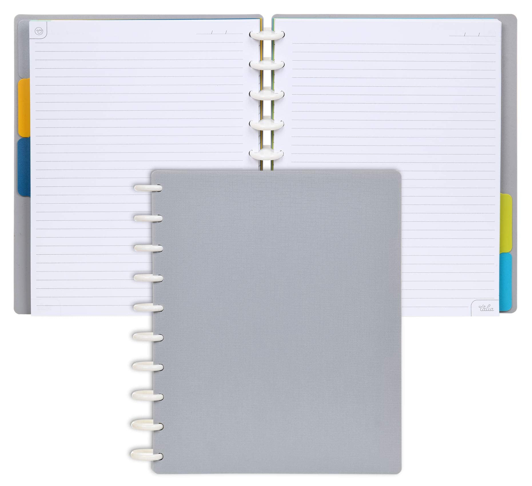 Talia Discbound Notebooks, Planner, Customizable, (Cool Grey, Midsize (7.5In X 9.75In))