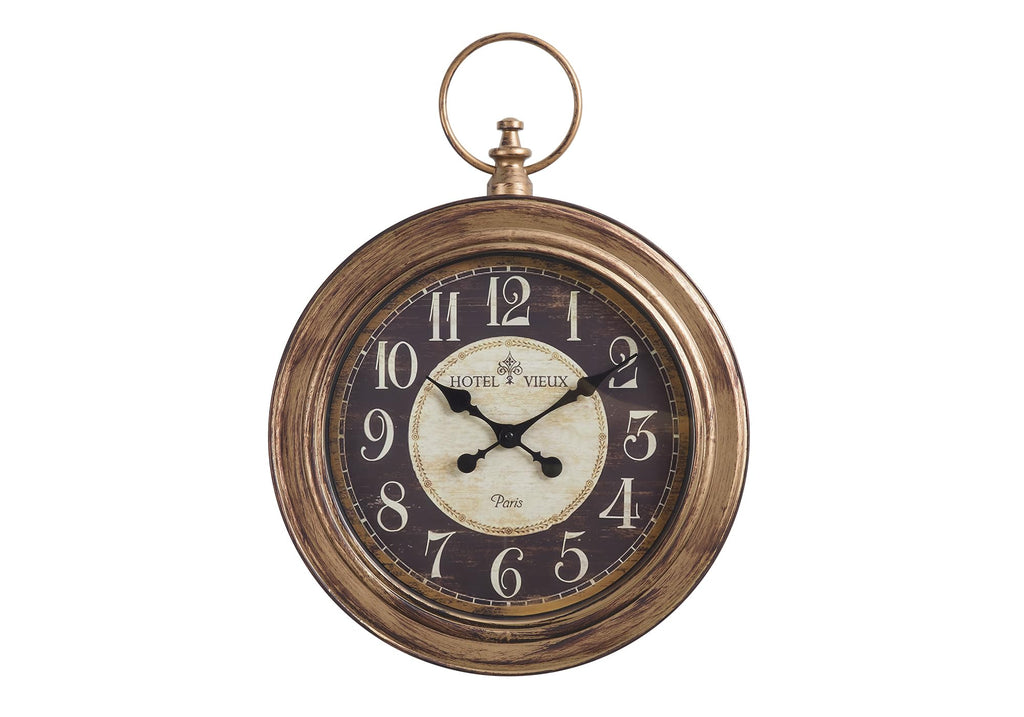 Monarch Specialties I 9092 Clocks, 18' Round, Wall Clock, Antique Brown, Traditional