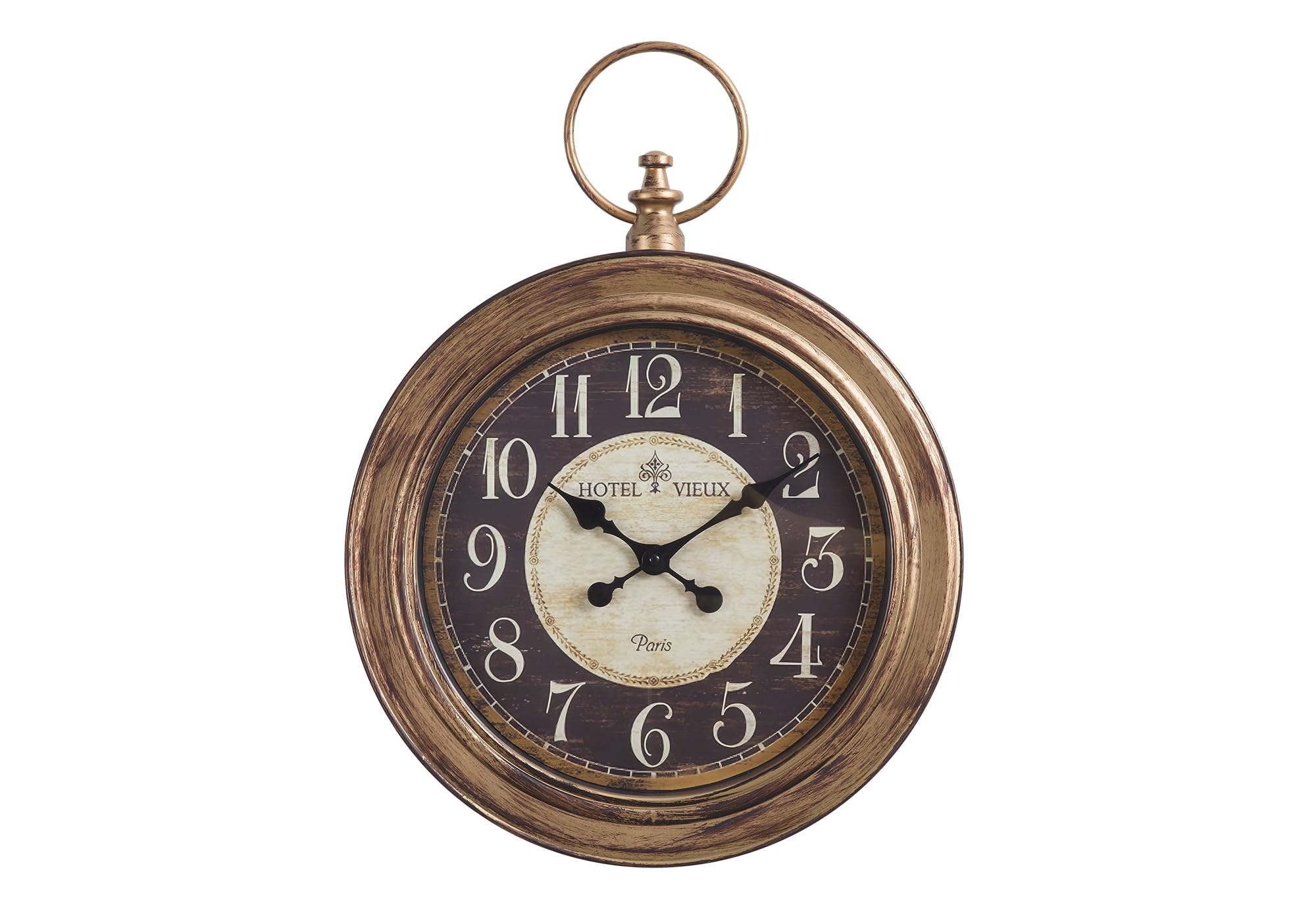 Monarch Specialties I 9092 Clocks, 18' Round, Wall Clock, Antique Brown, Traditional