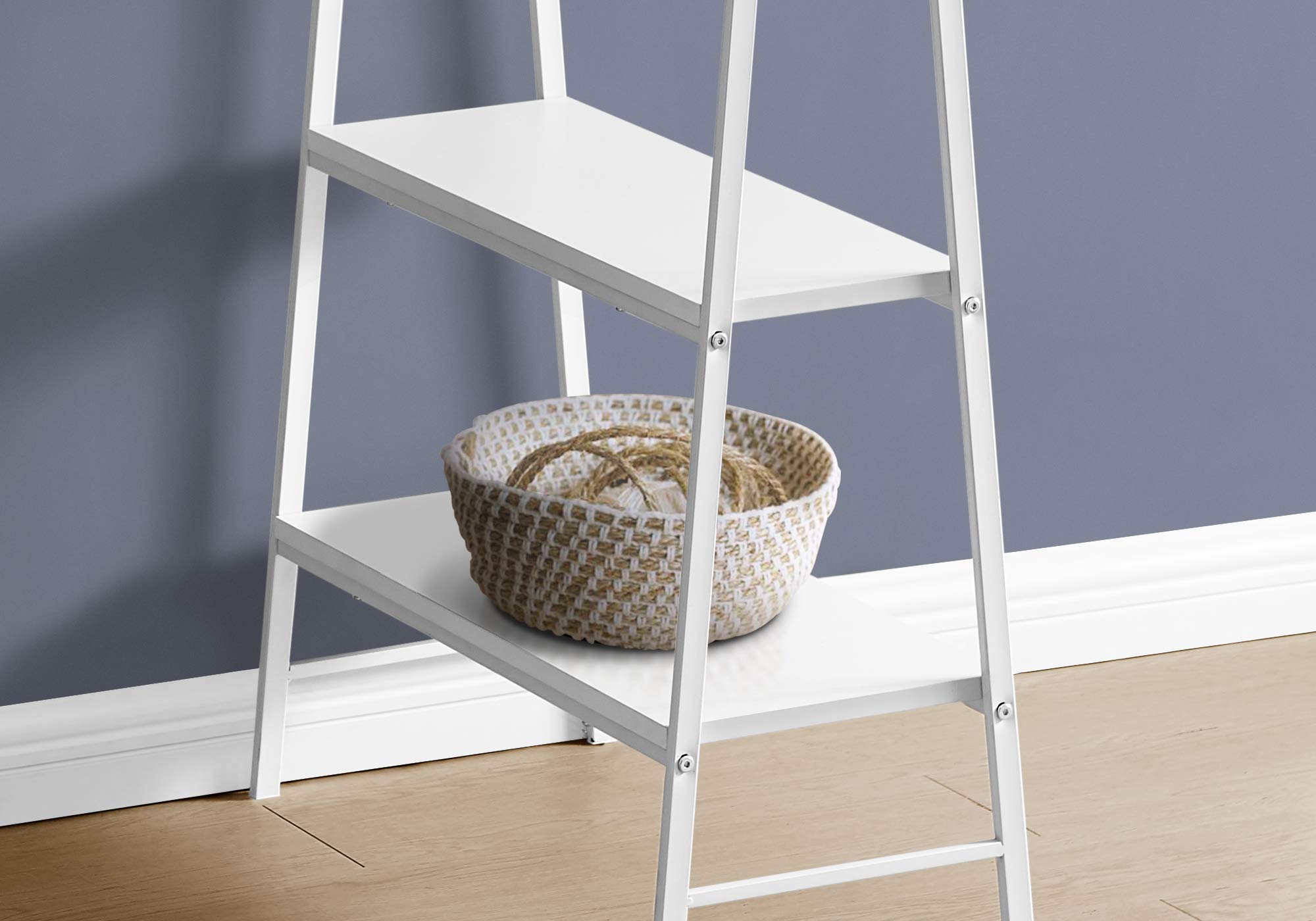 Monarch Specialties I 7521 Computer Desk, Home Office, Laptop, Storage Shelves, 48' L, Work, Metal, Laminate, White, Contemporary, Modern