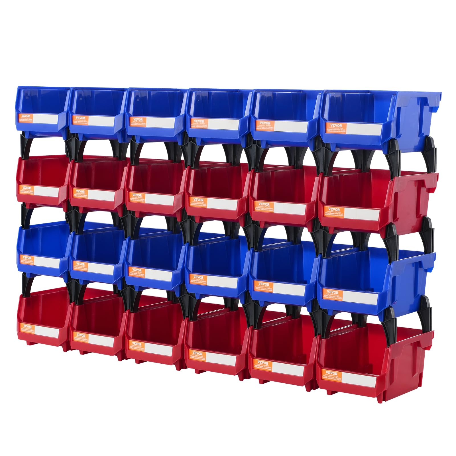 VEVOR Plastic Stackable Storage Bins 24 Pack (5 x 4 x 3-Inch), Hanging Stackable Storage Organizer Bins, Heavy Duty Stacking Con