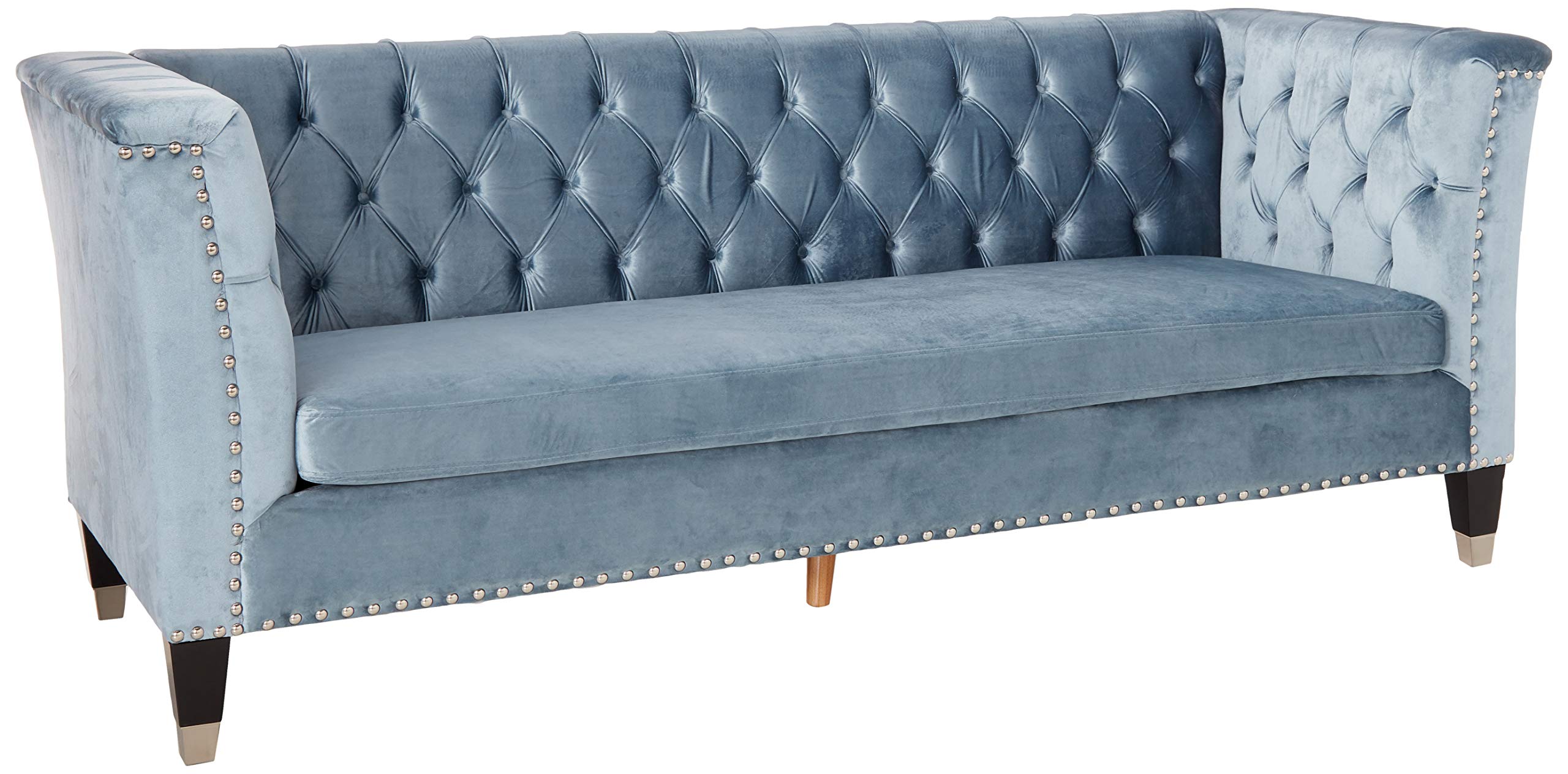 Acme Honor Velvet Tufted Upholstered Sofa in Blue Gray