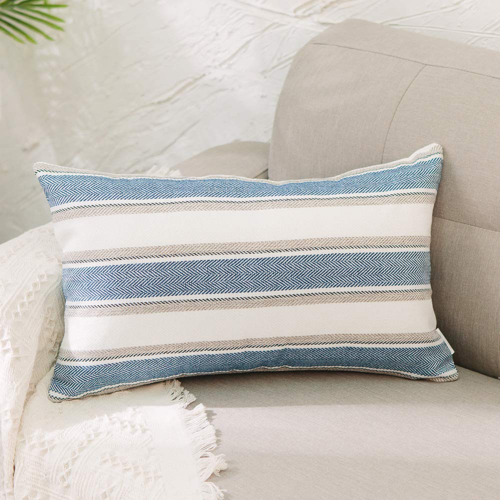 Natus Weaver Stripe Pillow Case Soft Linen Rectangle Decorative Throw Cushion Cover Pillowcase With Invisible Zipper For Bed 12'