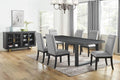 Steve Silver Yves Rubbed Charcoal 8-Piece Dining Set with Gray Side Chairs