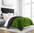 Linenovation All Season Microfiber Reversable Duvet/Ac Comforter/Quilt  Black Green  Single Size 60 Inch X 90 Inch