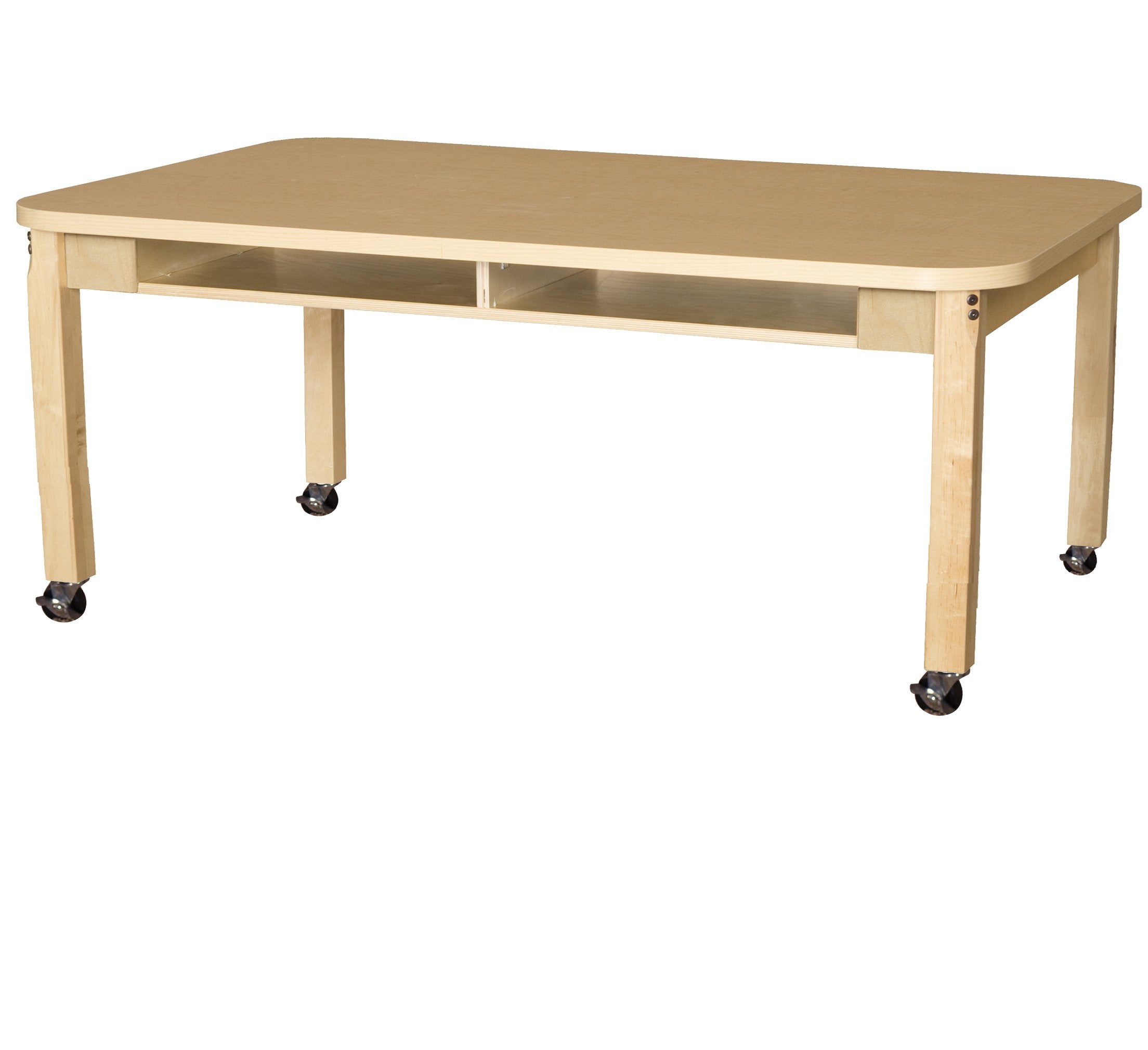 Mobile 36'' x 60'' Four Seater High Pressure Laminate Desk with Hardwood Legs- 14''