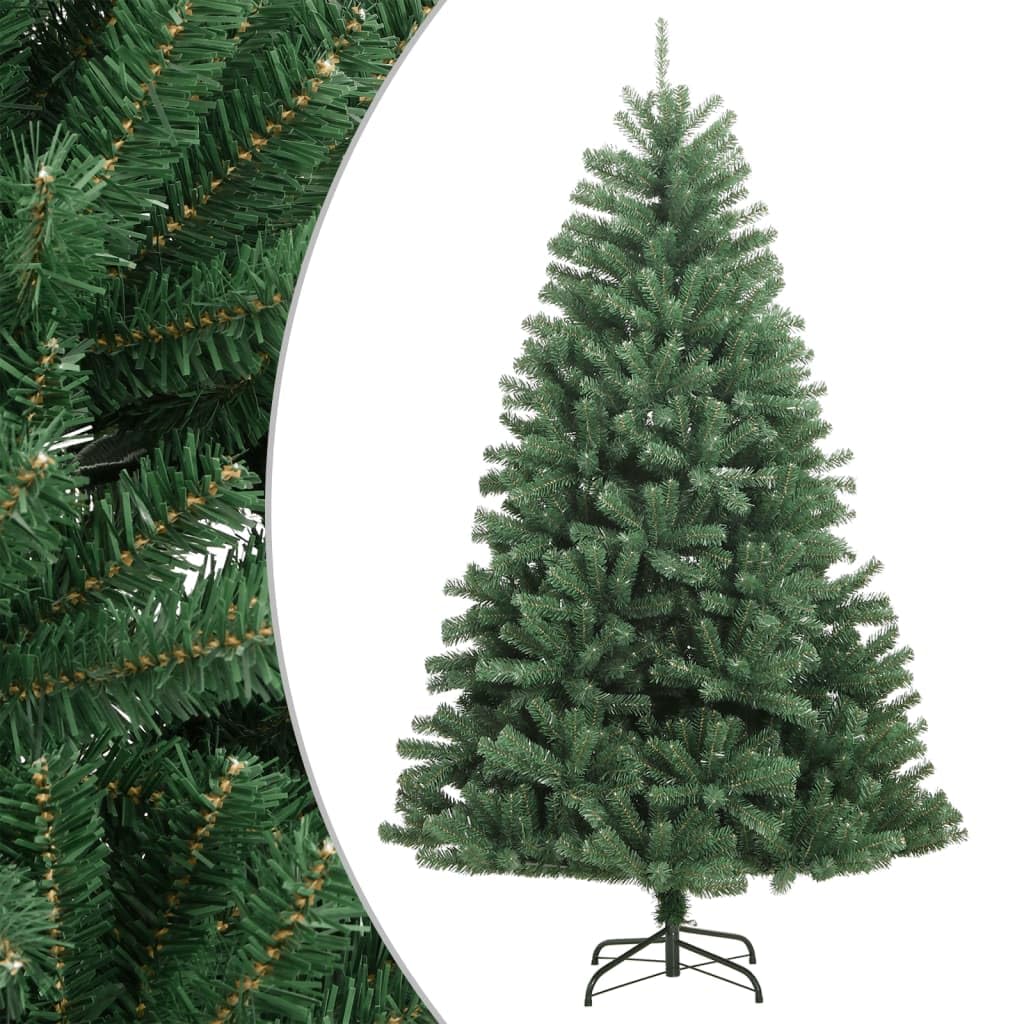 vidaXL Artificial Hinged Christmas Tree - 47.2&quot;, Green with Sturdy Metal Stand - Realistic PVC Tips - Easy Assembly - Use Indoors or Sheltered Outdoors