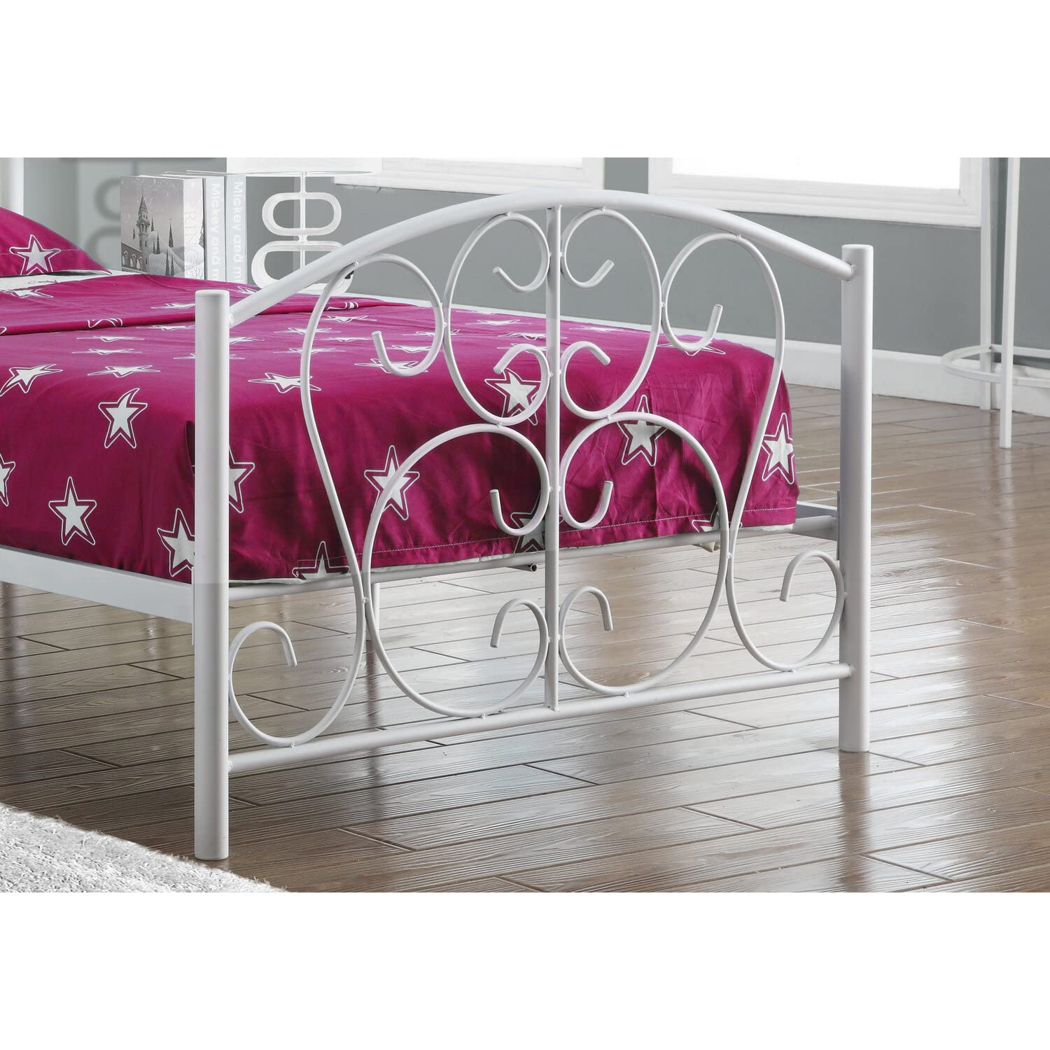Monarch Specialties Pink Metal Twin Size Bed Frame Only, 37-Inch