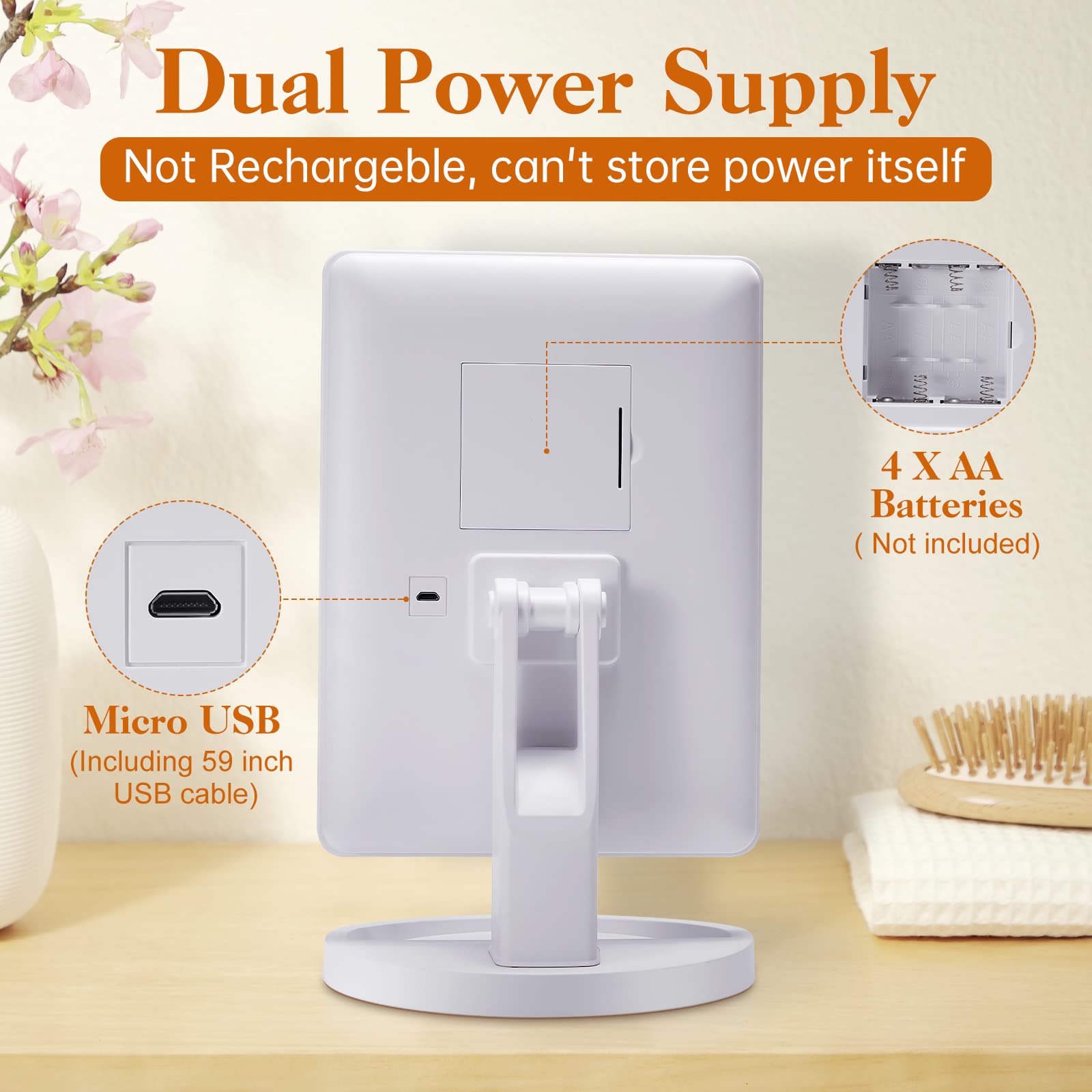 Lighted Makeup Vanity Mirror With Phone Holder And 10X Magnifying Mirror, 21 Led Lighted Mirror With Touch Sensor Dimming, 180Ad