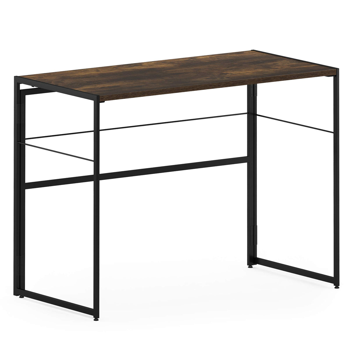 Furinno Riau No Tool/No Assembly/Folding Metal Frame Computer Desk, Rustic Oak/Black, 39 Inch