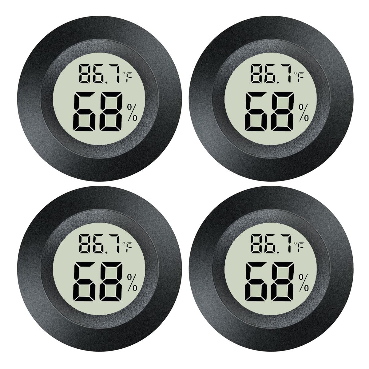 Meggsi 4 Pack Mini Digital Hygrometer Gauge Indoor Thermometer, Lcd Monitor Temperature Outdoor Humidity Meter For Greenhouse Ja