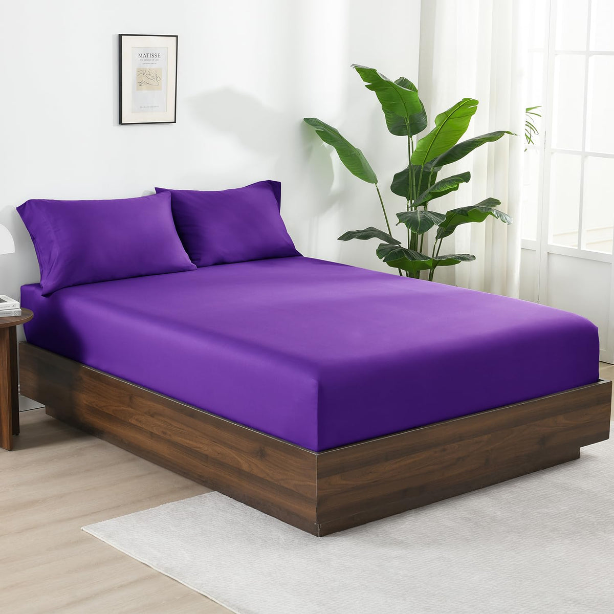 100% Viscose Derived from Bamboo Fitted Sheet King Size Only, 16'' Deep Pocket, Reinforced Elastic Band, Silky Soft, Breathable 