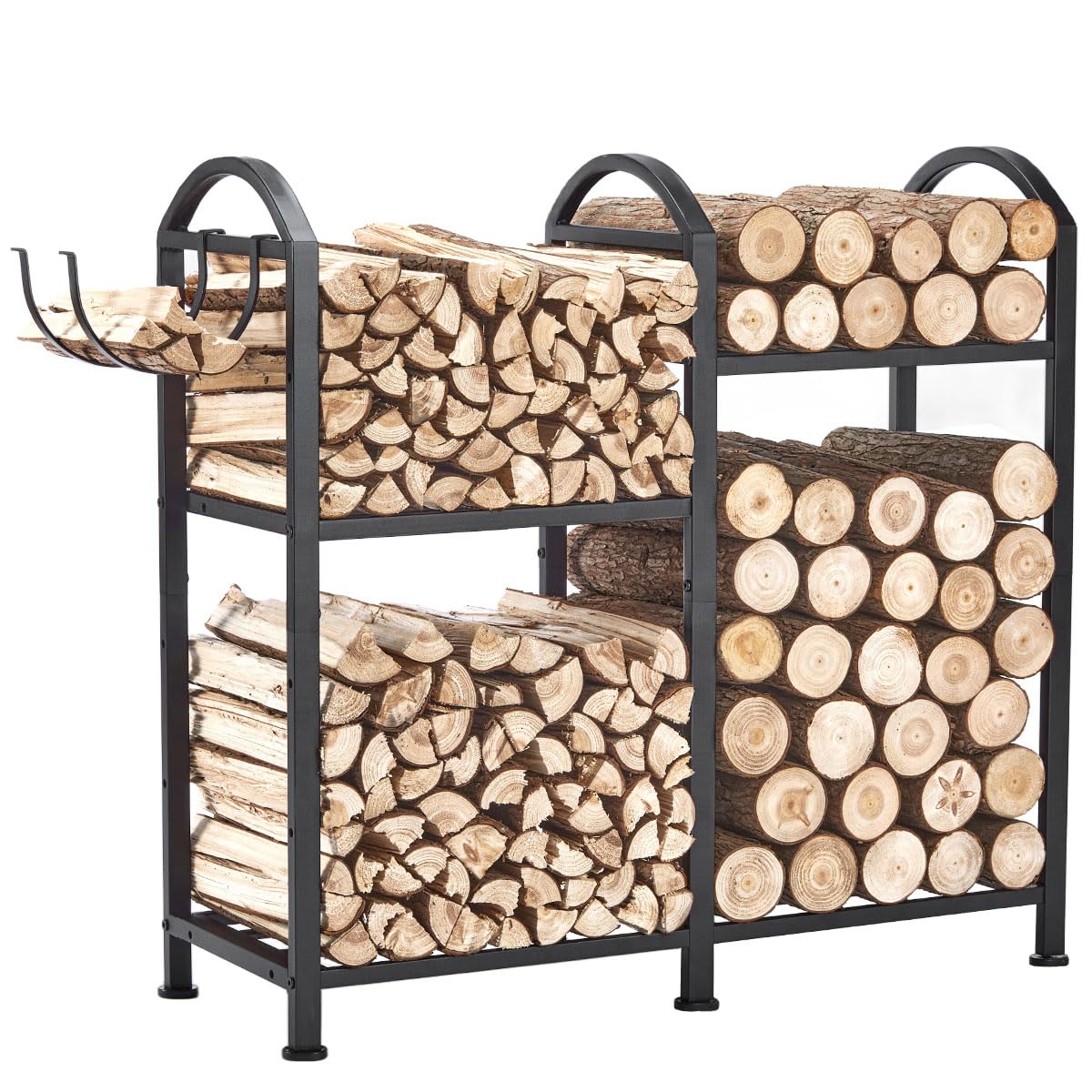 Zexvida Firewood Rack Outdoor And Indoor, Fire Wood Storage Racks With Wood Hooks, 31' Wood Racks Outdoor For Firewood, Adjusta