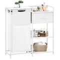 Somdot Laundry Hamper with Fabric Drawer and Shelves, Laundry Basket Sorter with 15.8 Gallons (60L) Pull-Out and Removable Bag, 