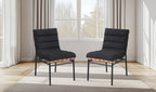 LILOLA LIVING Lahni Dark Gray Boucle Fabric Set of 2 Dining Chair with Black Iron Legs