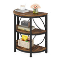 LITTLE TREE Half Round End Table, 3-Tier Narrow Side Table with Metal Frame, Half Circle Table, Half Moon Small Coffee Accent Ta