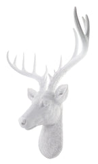 Top Brass 12 1/2'' Faux White Deer Head/White Antlers Wall Decor - Modern Minimalism Taxidermy Art Sculpture