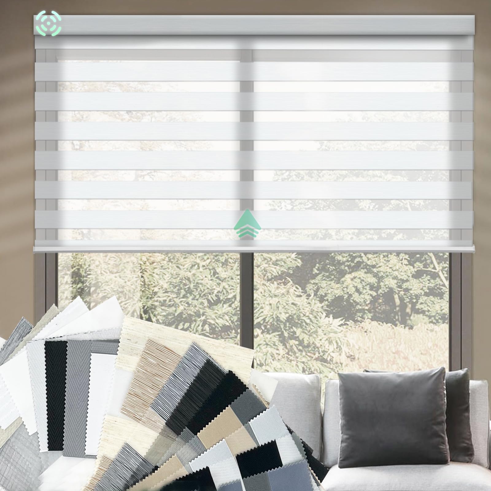 Yoolax Motorized Zebra Blinds Works with Alexa, Motorized Blinds with Remote Custom Size, Privacy Electric Blinds Zebra Blinds f