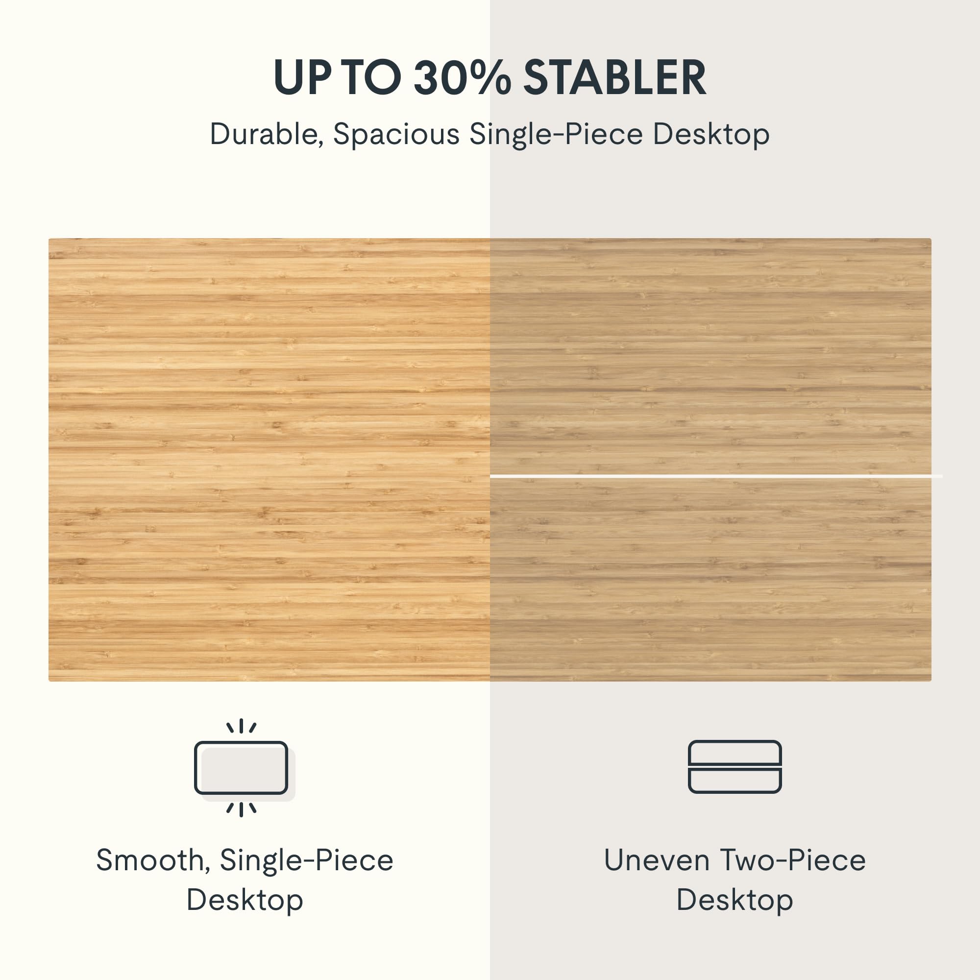 Flexispot Whole Piece Bamboo 48' X24' Desktop Height Adjustable Desk Rectangular Tabletop