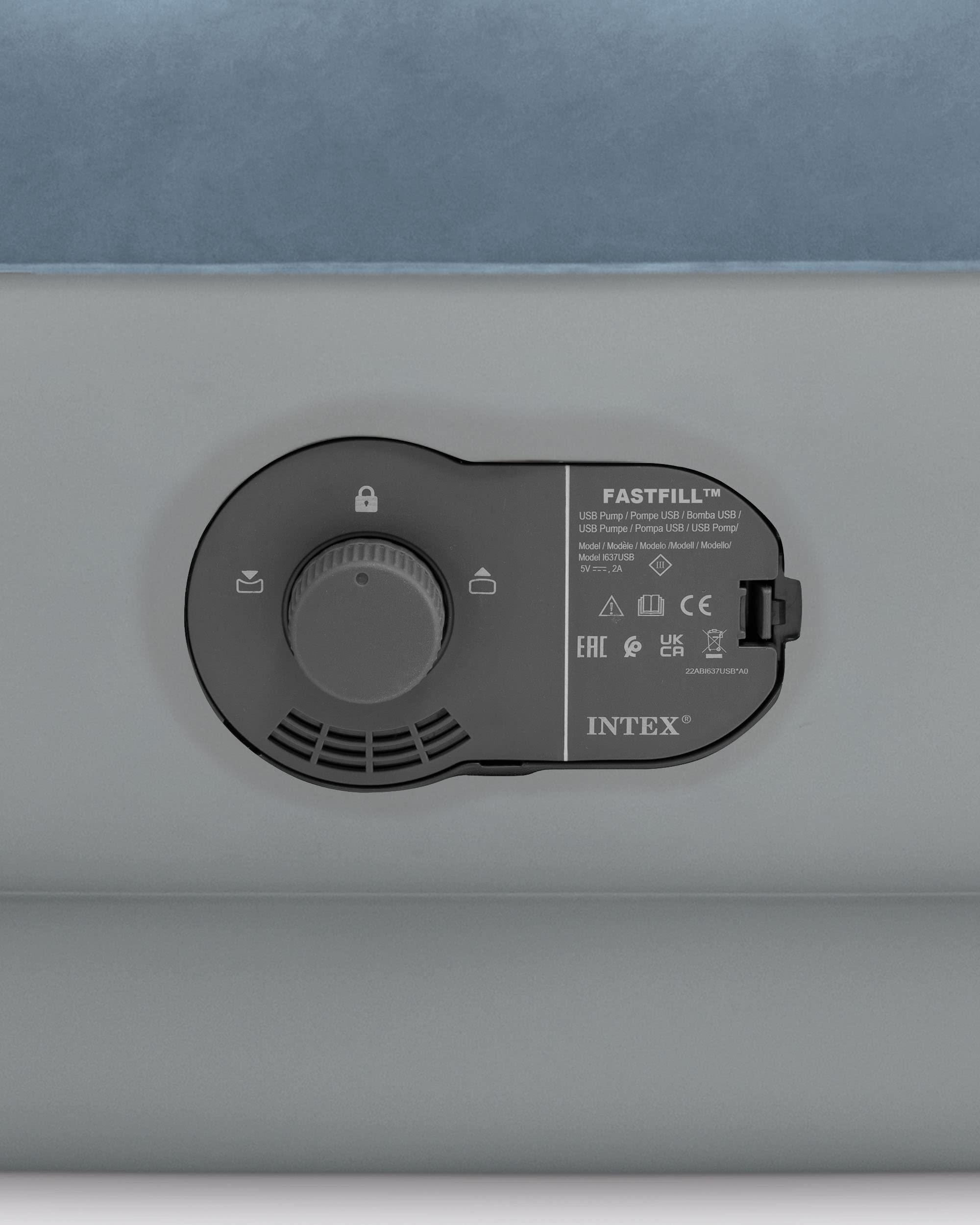 Intex 64157E Dura-Beam Plus Mid-Rise Air Mattress: Fiber-Tech ?Twin Size ?Built-In Usb Electric Pump ?14In Bed Height ?300Lb Weight Capacity