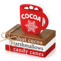 Christmas Wood Decor, Hot Cocoa Decorative Books Stack, Xmas Mini Faux Book Decor for Tiered Tray Coffee Cocoa Bar Table
