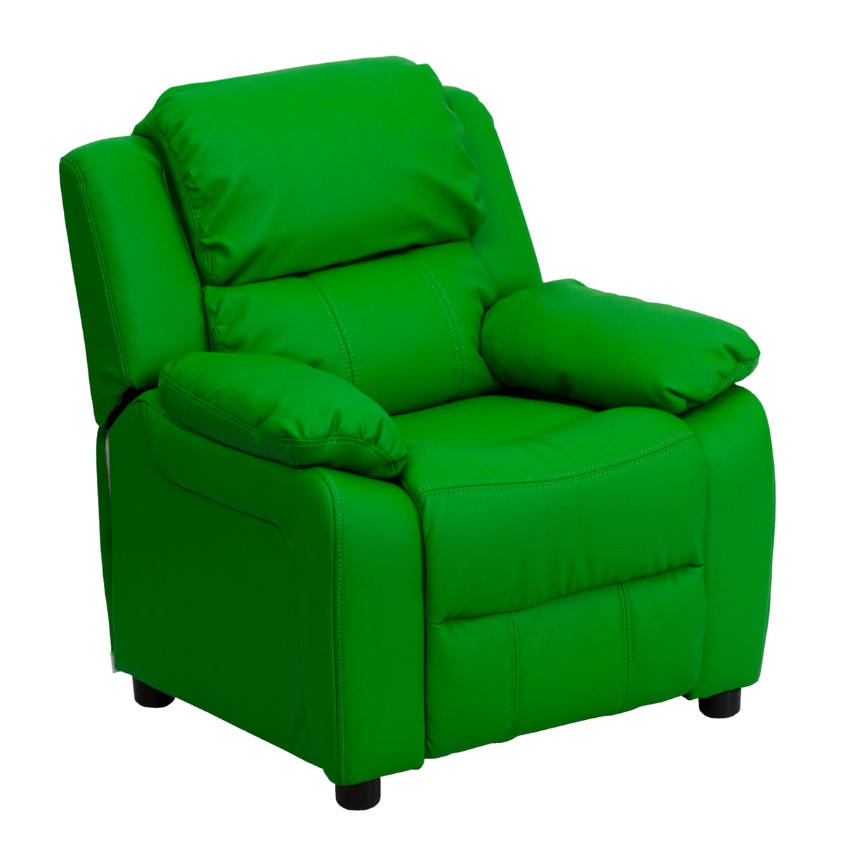 Flash Furniture Charlie Vinyl Kids Recliner with Flip-Up Storage Arms and Safety Recline, Contemporary Reclining Chair for Kids, Supports up to 90 lbs., Green