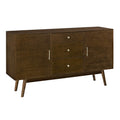 Walker Edison Mid Century Modern-TV Stand Console with 3 Drawers and Closed Cabinet Storage, 60, Walnut