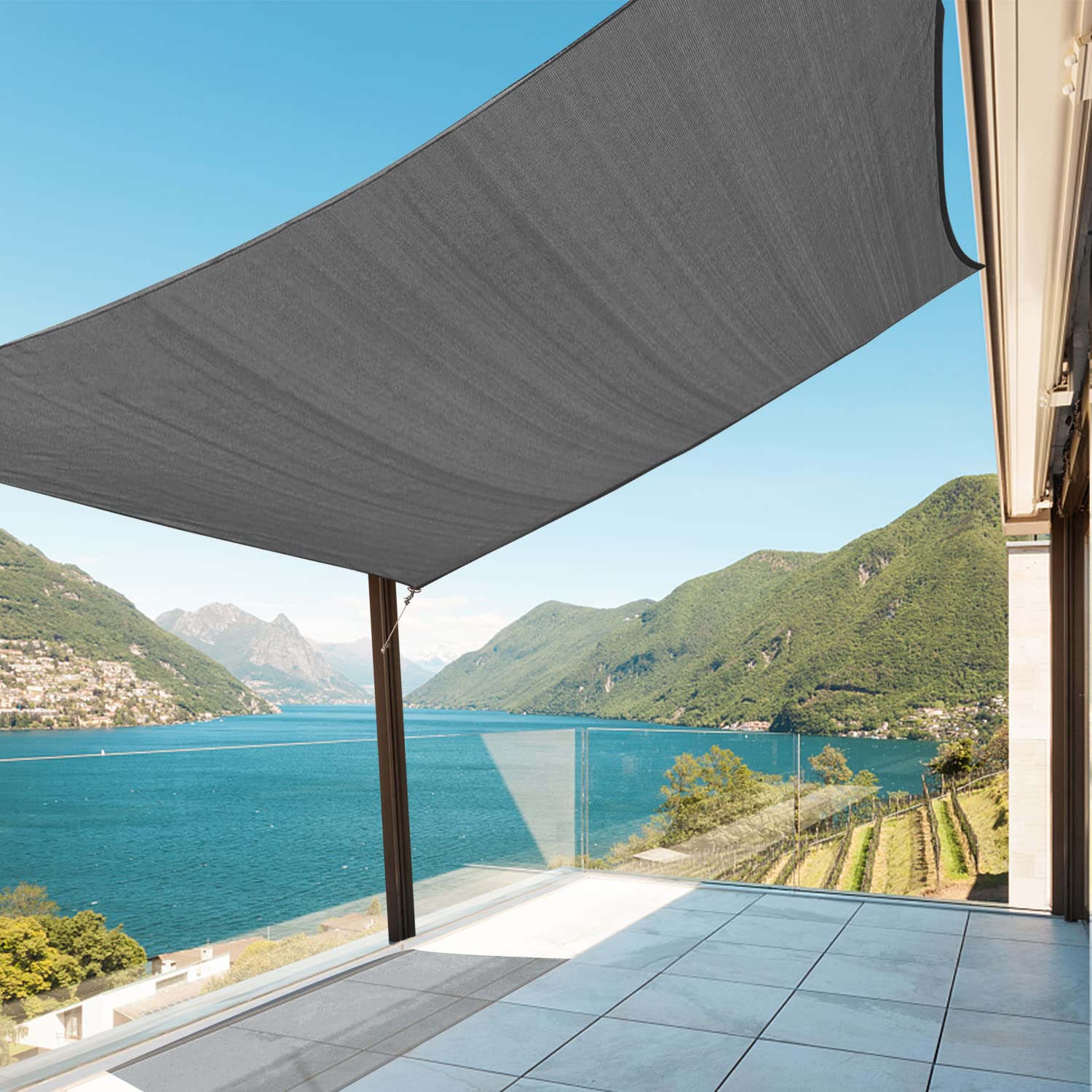 Amagenix Sun Shade Sails Canopy, Dark Gray Rectangle Outdoor Shade Canopy 8' X 10' Uv Block Canopy For Outdoor Patio Garden Back