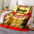 Noodle Soup Chicken Flavor Ramen Blanket, Noodle Blanket, Funny Instant Ramen Noodle Gift Soft Cozy Lightweight Flannel Blanket 