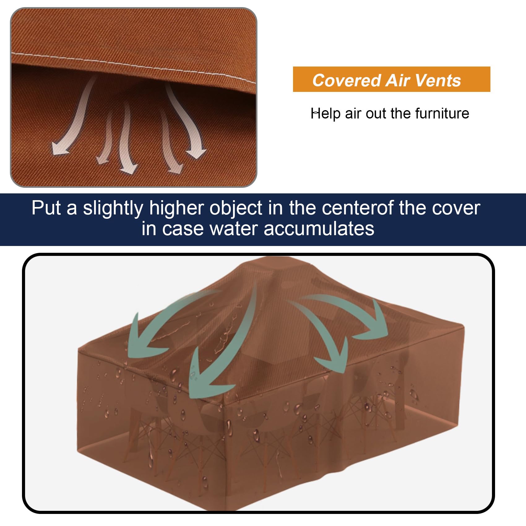 Nettypro Square Patio Table Cover 80 X 80 Inch, Waterproof 600D Heavy Duty Outdoor Furniture Covers For Dining Table And Chair Set, Brown