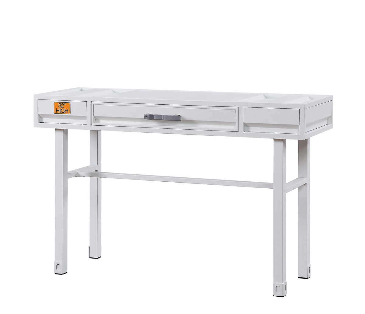 Benjara, White Industrial Style Metal And Wood 1 Drawer Vanity Desk