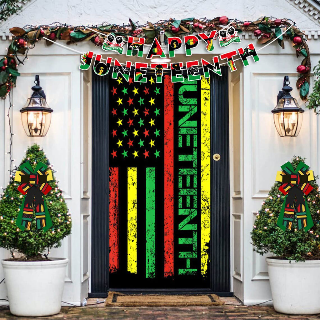 Large Kwanza Wreath Bow June 19Th 1865 Freedom Day Strips Burlap Bow For Wreaths, Africa American Independence Day Tree Topper B