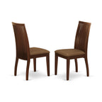 East West Furniture DMIP5-MAH-C 5 Piece Kitchen Table & Chairs Set Includes a Round Dining Room Table with Dropleaf and 4 Linen Fabric Upholstered Chairs, 42x42 Inch, Mahogany