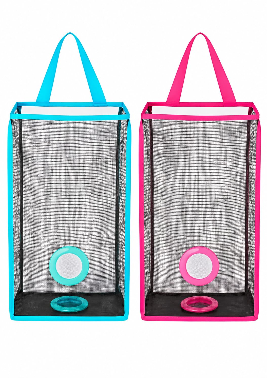 Dori Decor Amazing Hanging Plastic Bag Holder Set Of 2, NonWoven Mesh Grocery Bag Storage Organizer, Reusable Polythene Dispens
