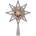 Northlight 8 Lighted Silver Tinsel Star Christmas Tree Topper - Clear Lights, White Wire