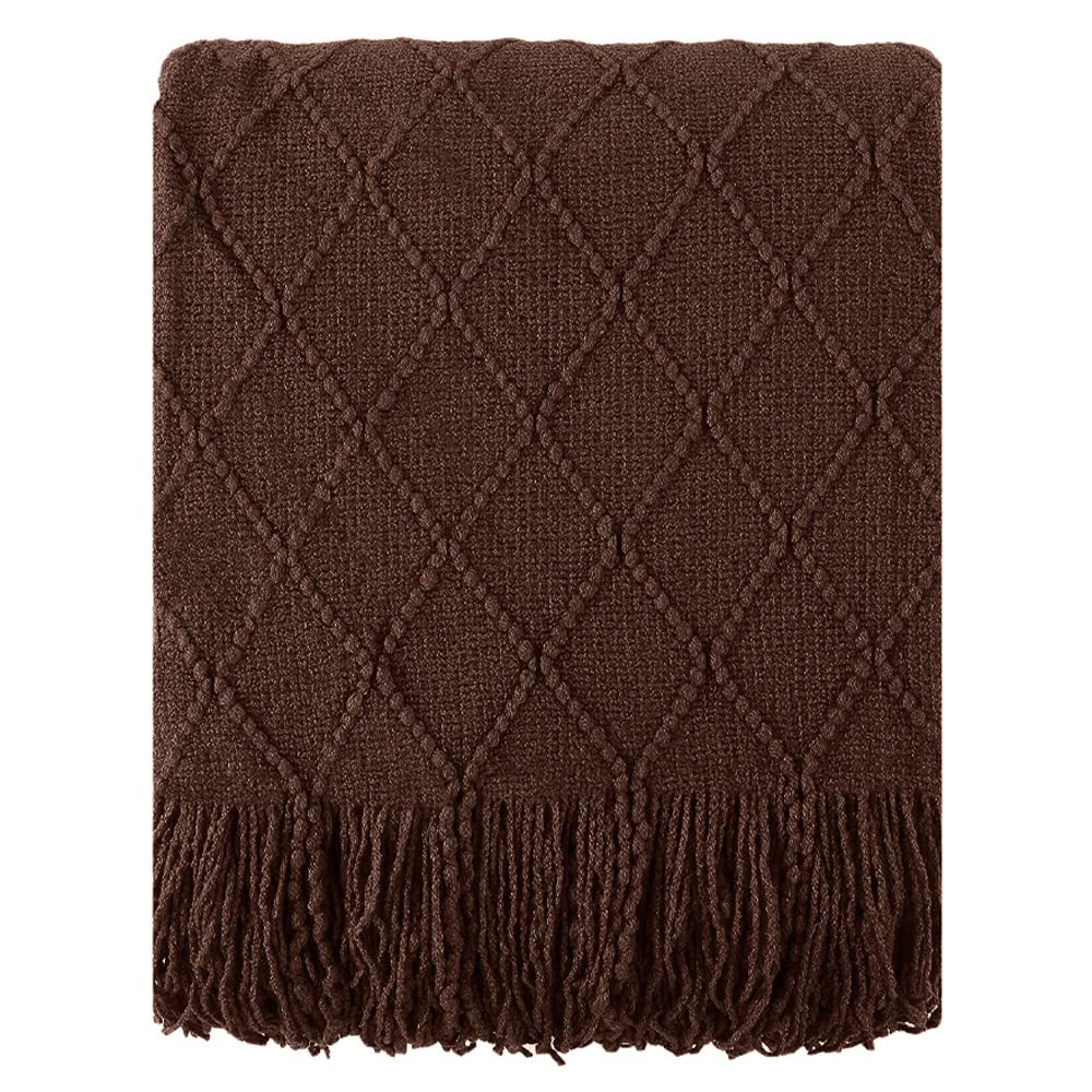 Battilo Home Dark Brown Throw Blanket For Couch, Chocolate Knit Throw Blankets For Home Decor, Decorative Brown Blanket For Foot