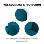 Purefit Stretch Loveseat Sofa Slipcover – Spandex Jacquard Non Slip Soft Couch Sofa Cover, Washable Furniture Protector With Non Skid Foam And Elastic Bottom For Kids (Loveseat, Peacock Blue)