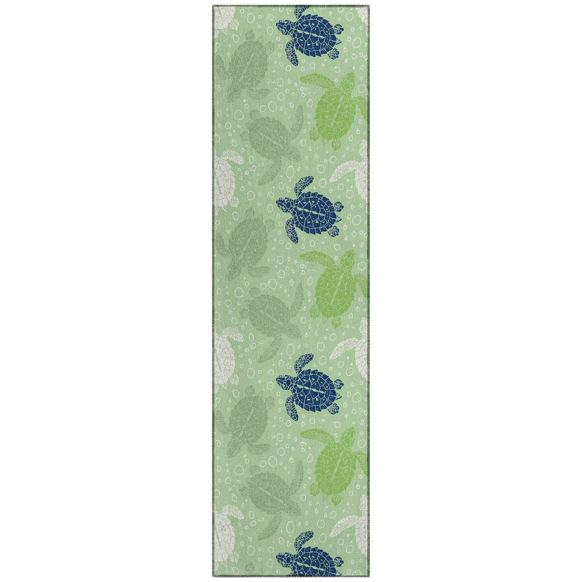 Seabreeze Sz13 Green Coastal Rug Runner 2' 3&quot; X 7 ' 6&quot;