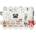 Shappy 32 Pcs Hexagon Mirror Wall Stickers Removable Silver Acrylic Mirror Stickers Honeycomb Decals for DIY Home Art Bedroom Li
