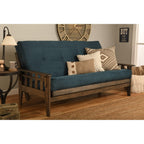Kodiak Furniture KF Tucson Full Size Futon Set in Rustic Walnut Finish, Suede Navy