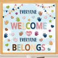 Whaline 9 Sheet Back to School Window Clings Boho Handprint Heart Star Window Decals Double-Sided Everyone Welcome Here Window D