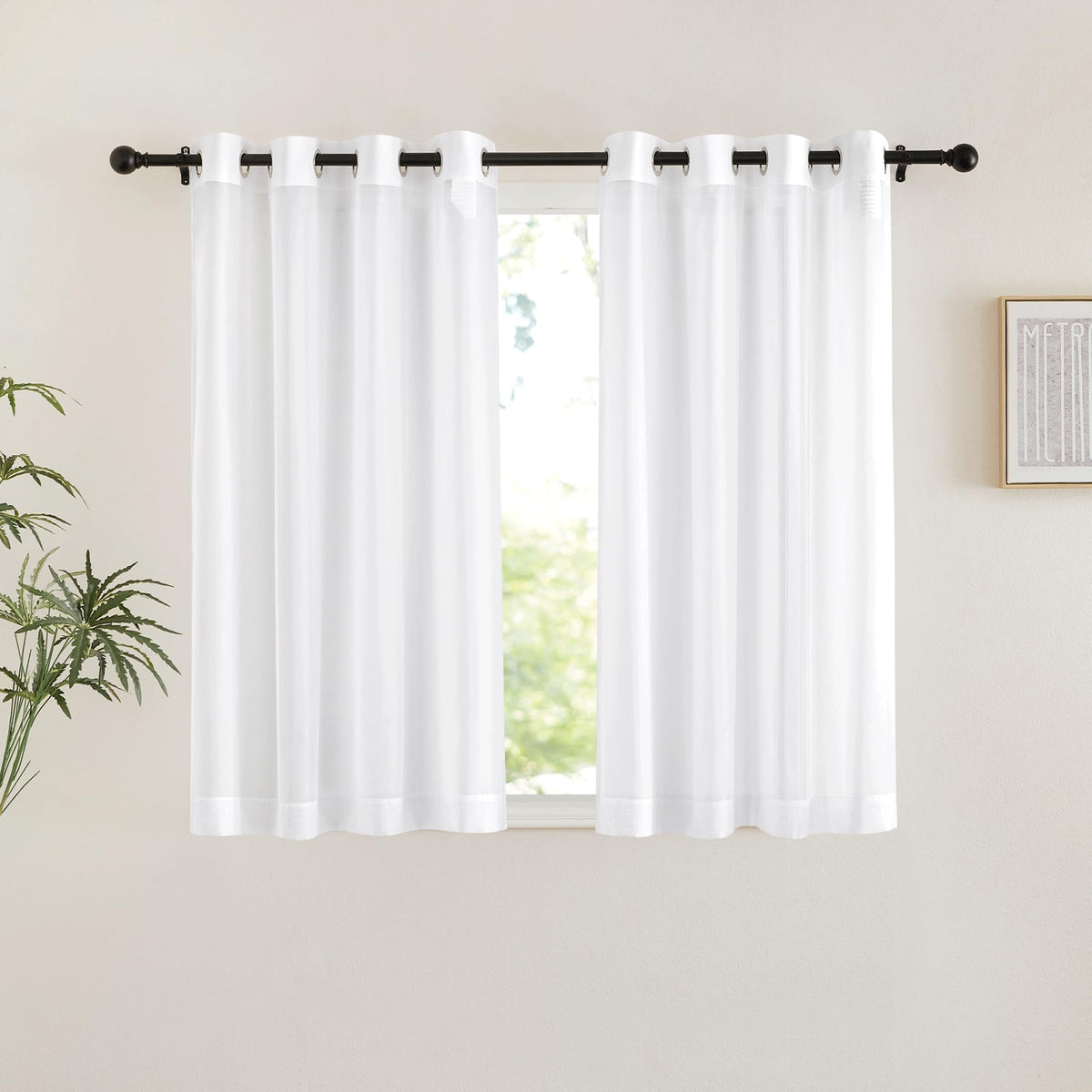 Nicetown Bedroom Sheer Curtains 54 Inch Length - Grommet Top Voile Textured Window Curtains Light And Airy Drapes For Cafe/Loft/