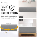 Easy-Going Stretch Bed Headboard Cover,Small Square Jacquard Headboard Slipcover, Dustproof Bed Head Cover For Bedroom (Full,Lig