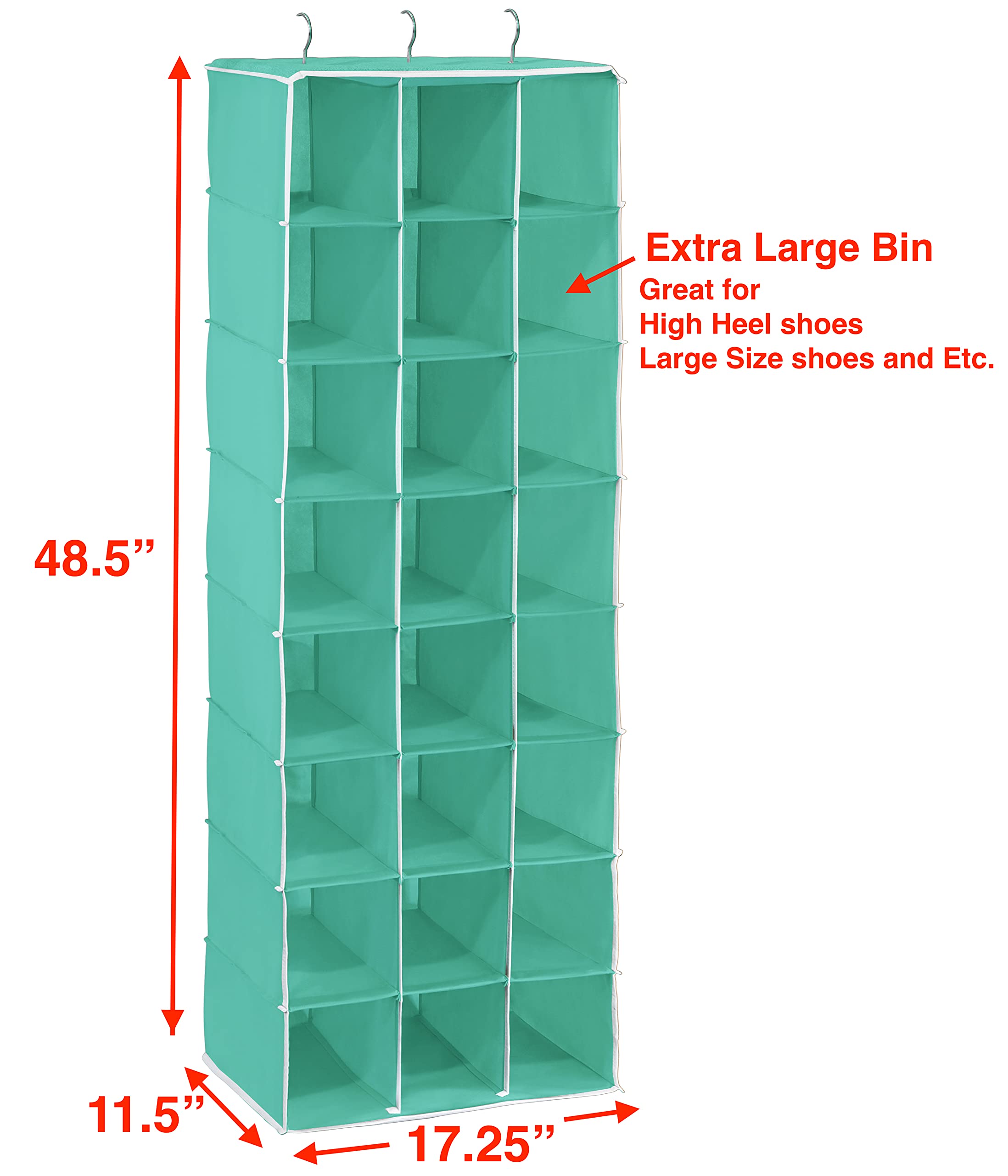 Simple Houseware Hanging Closet Organizers 24 Section Shoe Shelves, Turquoise