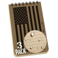 Rite In The Rain Weatherproof Top Spiral Notebook, 3' X 5', Tan American Flag Cover, Universal Pattern, 3 Pack (No. Zmi-220-3)
