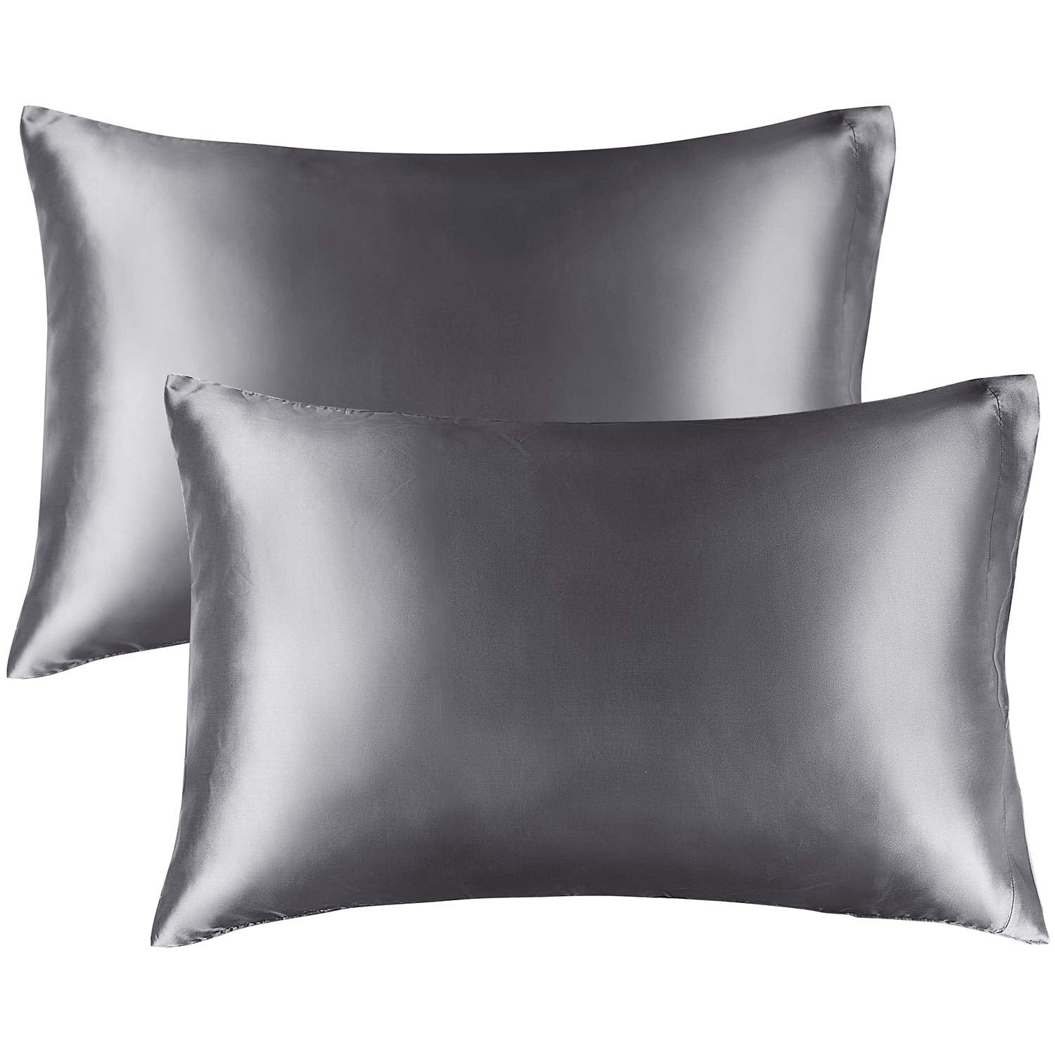 Bedelite Satin Pillowcase For Hair And Skin, Queen Pillow Cases Set Of 2 Pack Super Soft Silky Dark Grey Pillow Case With Envelo